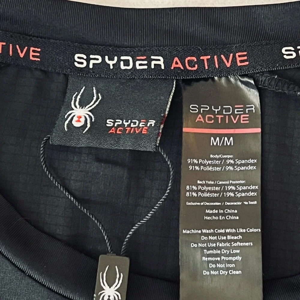 Spyder Active Mens Black Performance T-Shirt Sz M Lightweight Athletic Wear NWOT